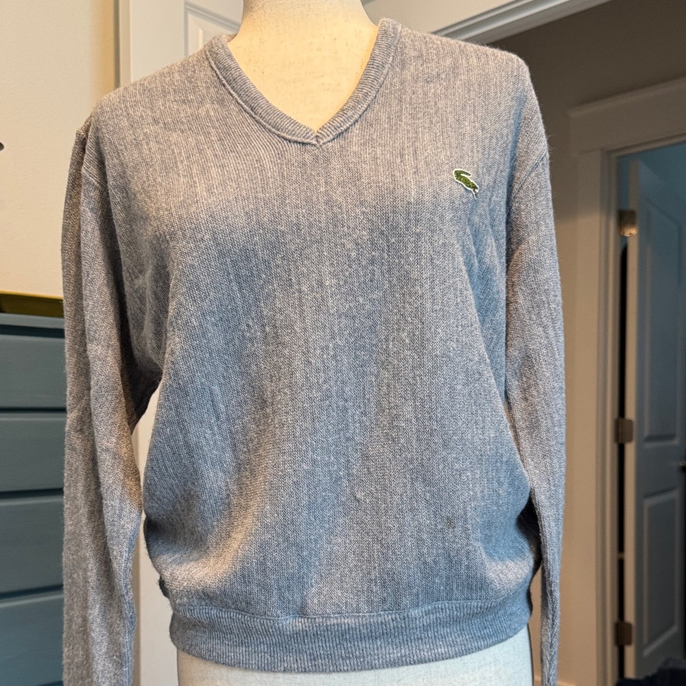 Lacoste Light Gray V-Neck Sweater